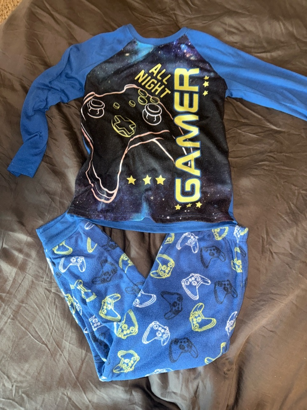 wonder nation Blue 'All Night Gamer' Pajama Set with Neon Accents
